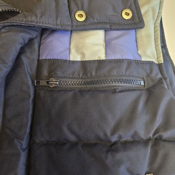 VTG Down Puffer Vest Men's Medium Blue Color Block Pockets Mountain Goat - Picture 10 of 10